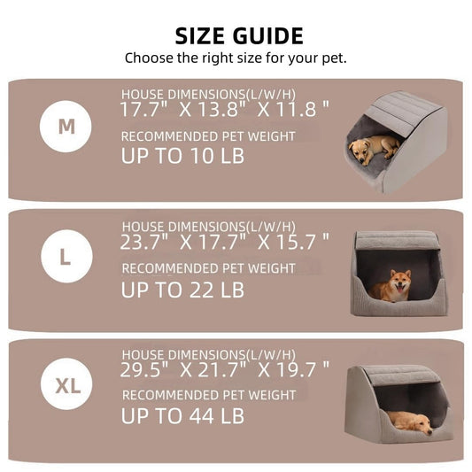 Extra Large Dog House Bed with Memory Foam & Plush Cushion