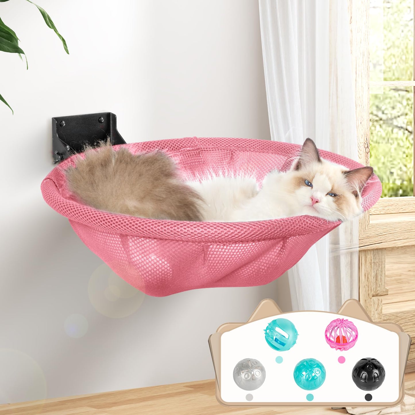 Wall Mounted Cat Hammock Bed Foldable Shelf for Indoor Cats