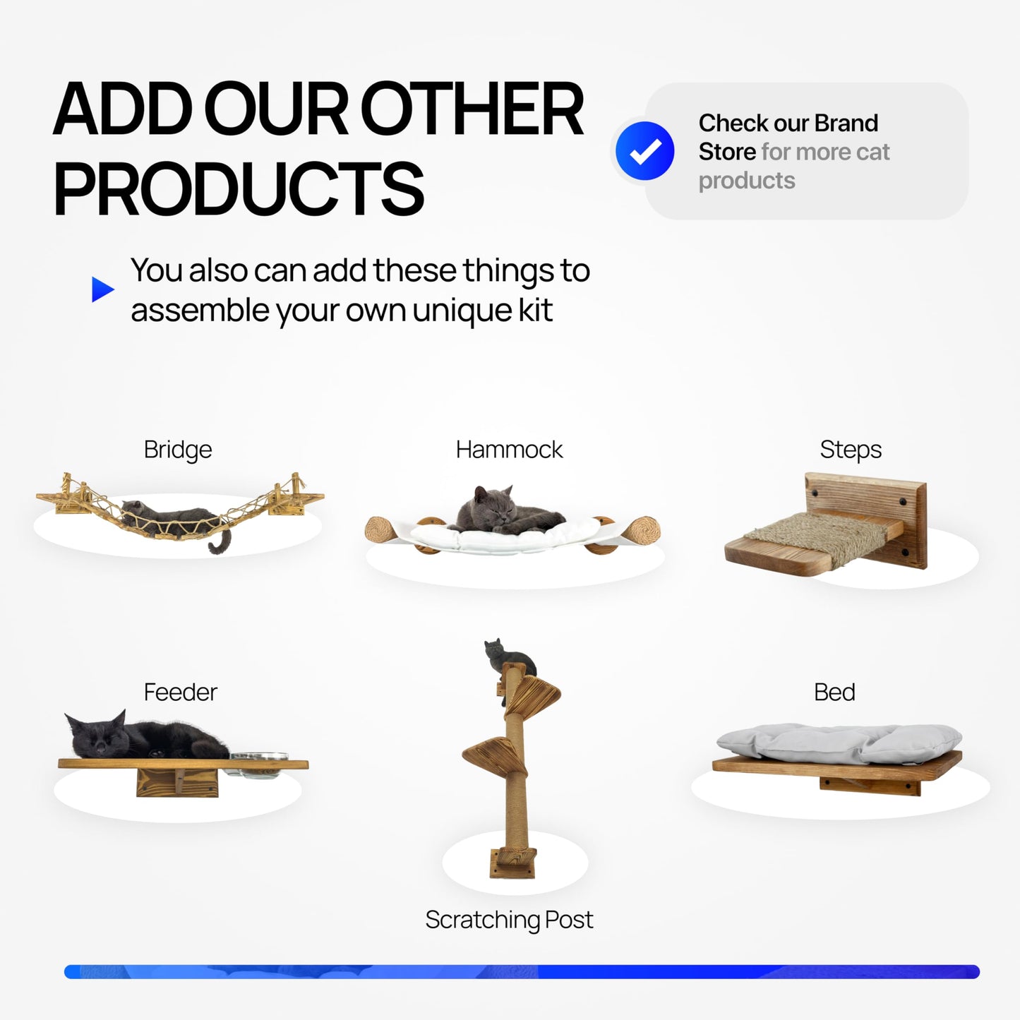 45" Cat Wall Bridge with Rope, Shelf & Hammock Climbing Set