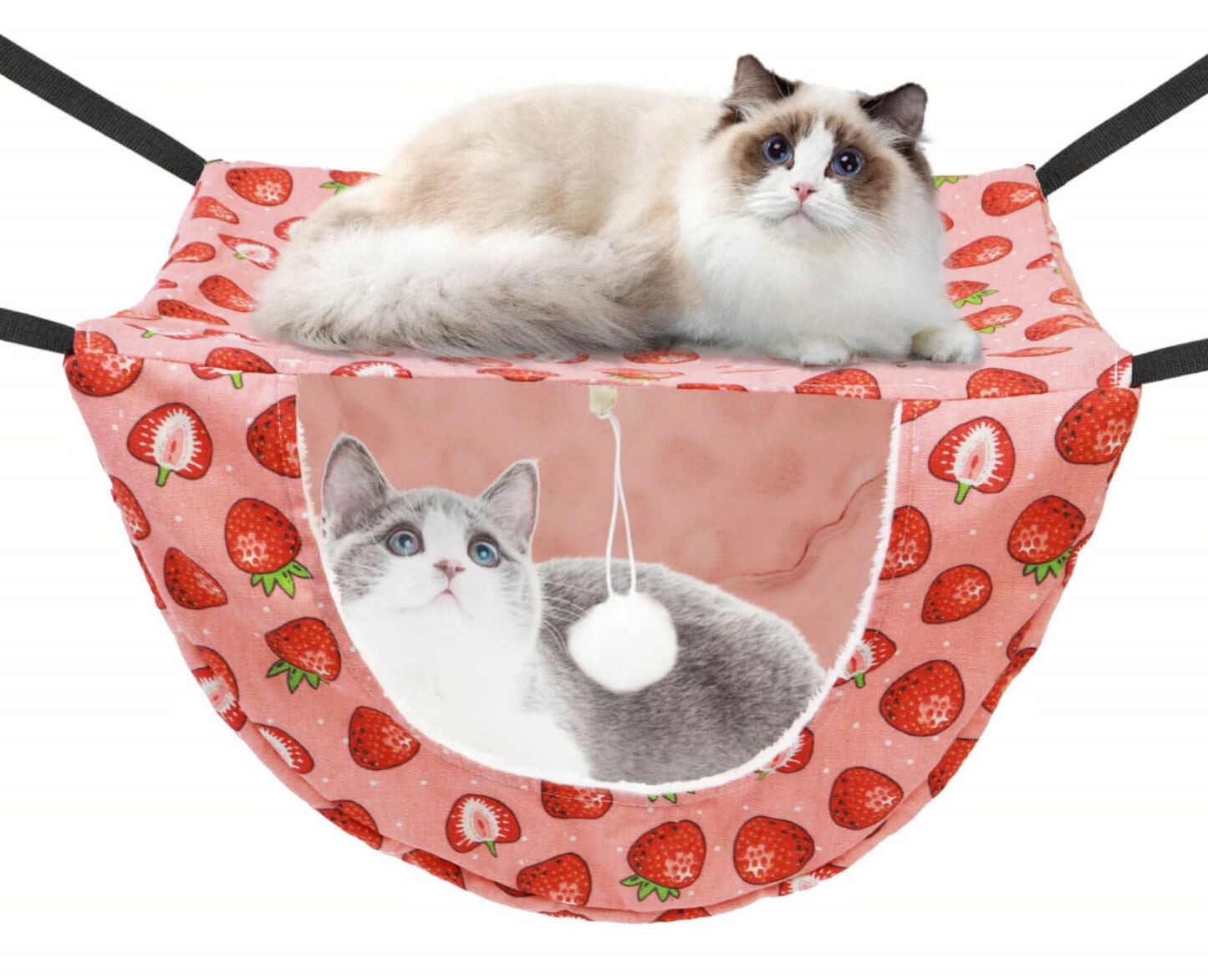 Double Layer Hanging Cat Cage Hammock Bed with Adjustable Straps