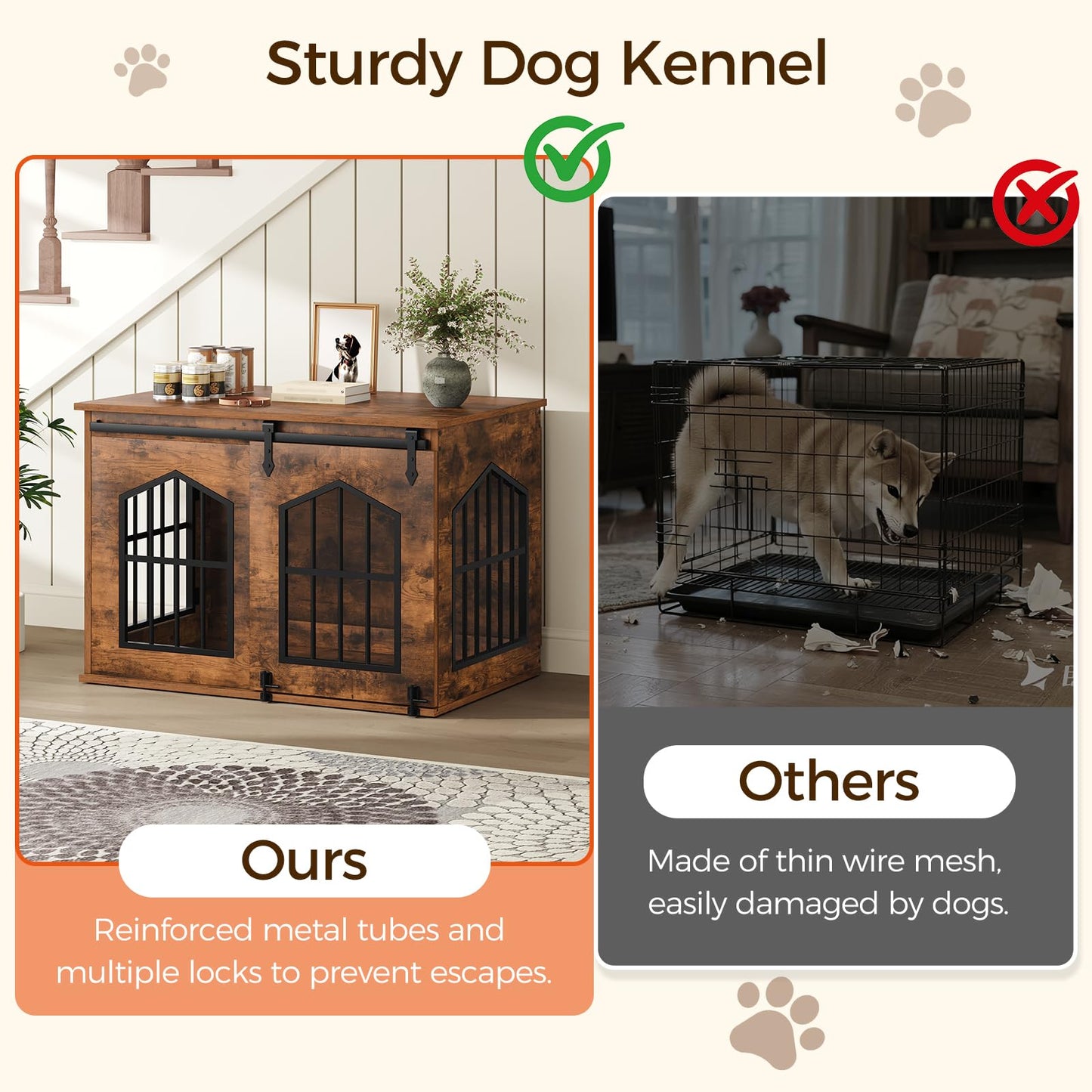 31.5" Farmhouse Wooden Dog Crate Furniture with Sliding Barn Door