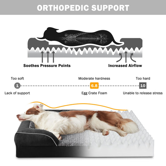 XL Orthopedic Dog Sofa Bed with Egg Crate Foam & Waterproof Lining