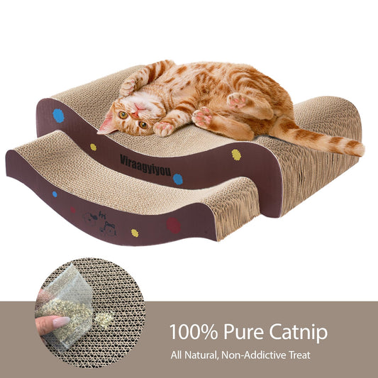 2-in-1 Cat Scratcher Lounge with Corrugated Cardboard Boards