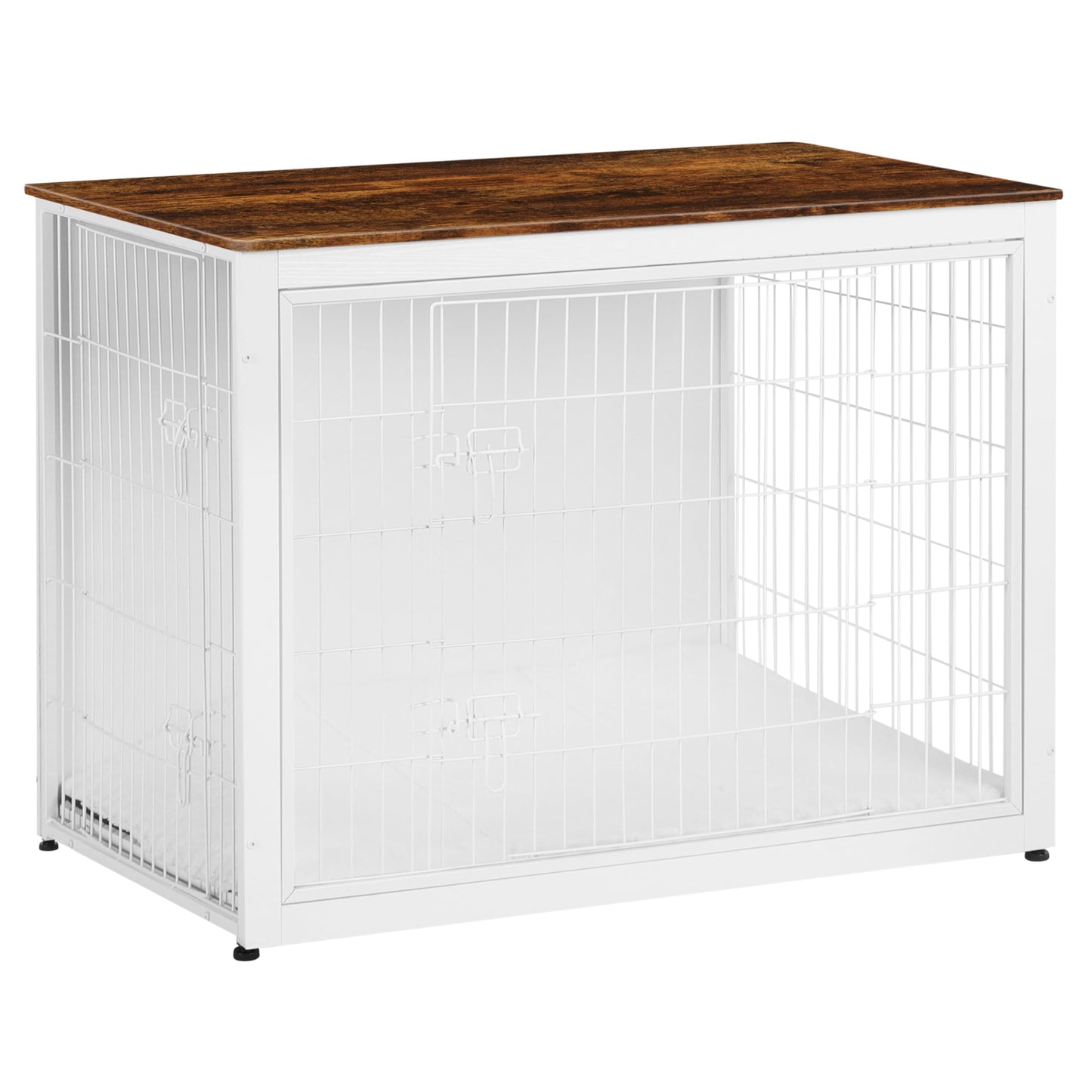 Wooden Dog Crate Furniture with Cushion & Double Doors