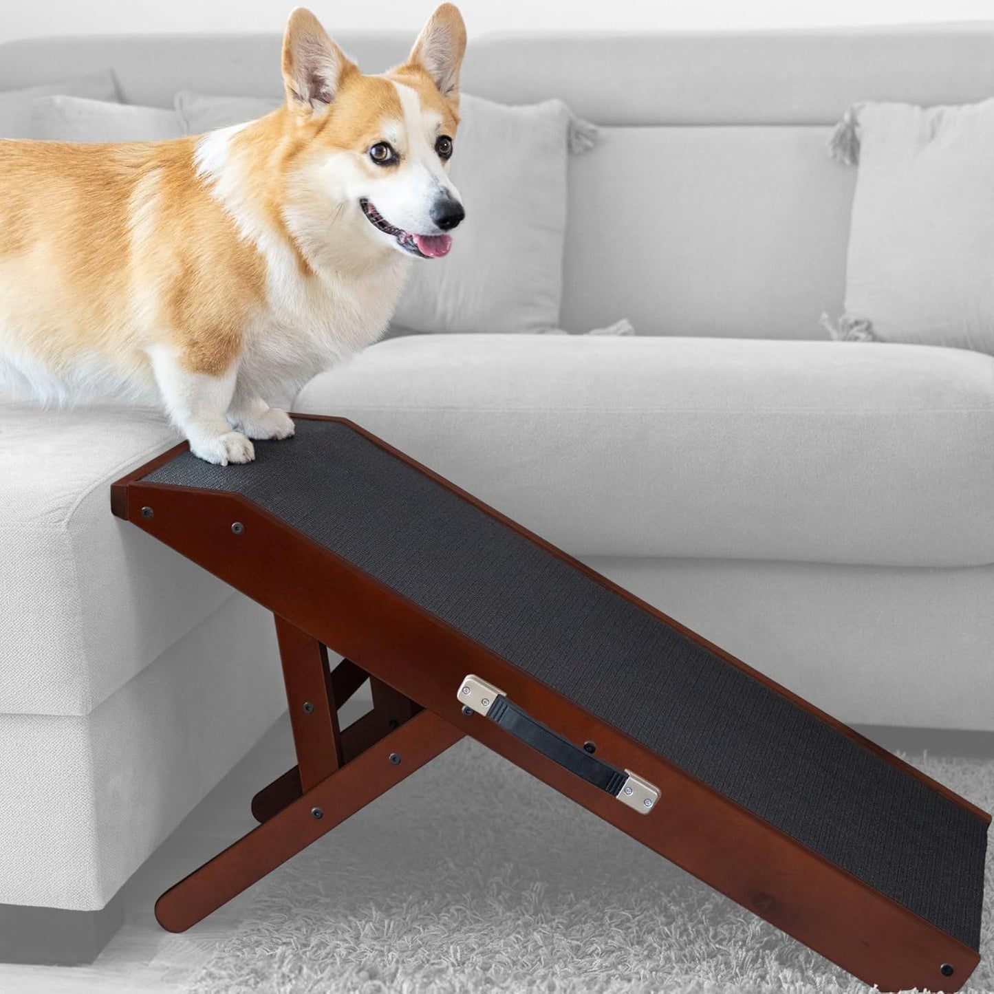 Dog Ramp Foldable Dog Stairs for Bed Couch Car Birchwood Steps Small Dogs