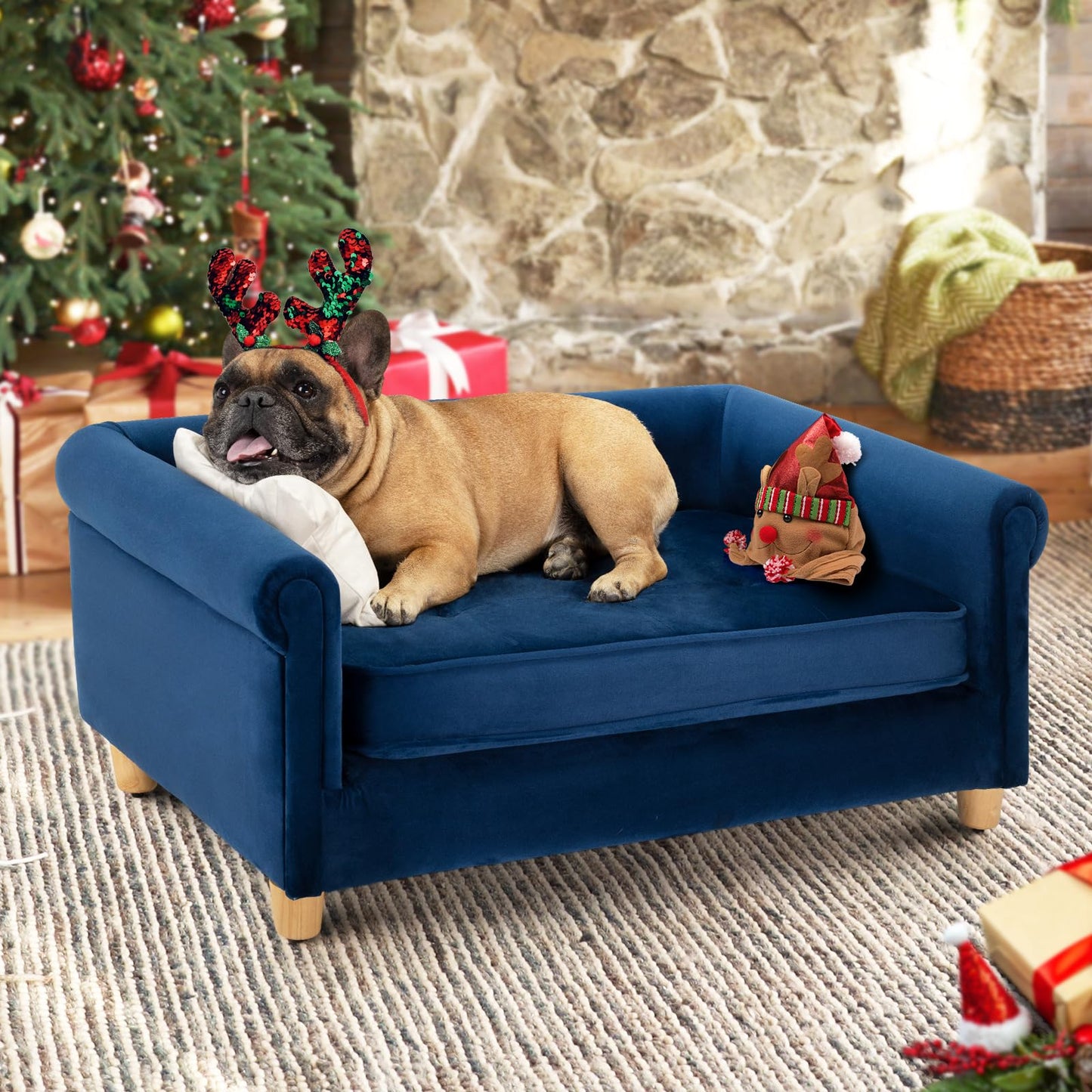 Velvet Pet Sofa Bed with Cushion Support for Dogs & Cats