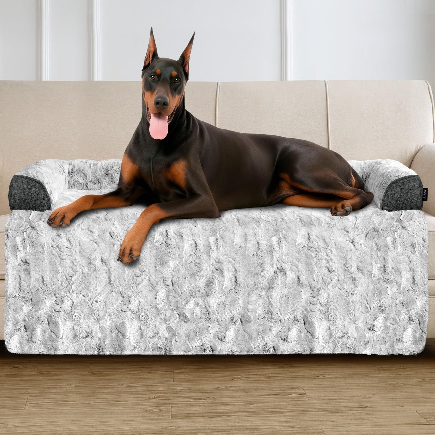 Calming Memory Foam Dog Couch Bed with Washable Waterproof Cover