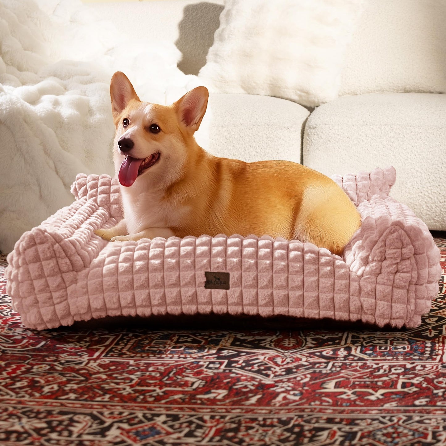 blunique Pet Couch,Cute Couch Bed for Cat with Cozy Faux Fur