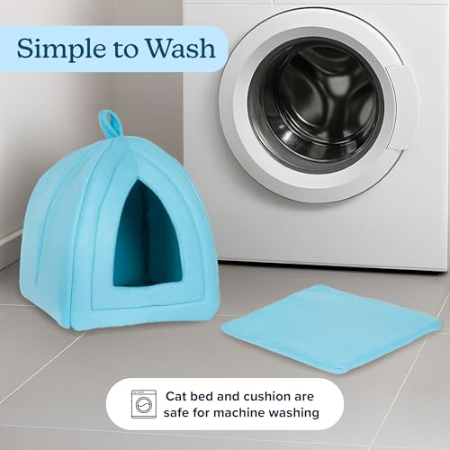 Indoor Cat House Bed with Removable Cushion & Cozy Hideaway Design