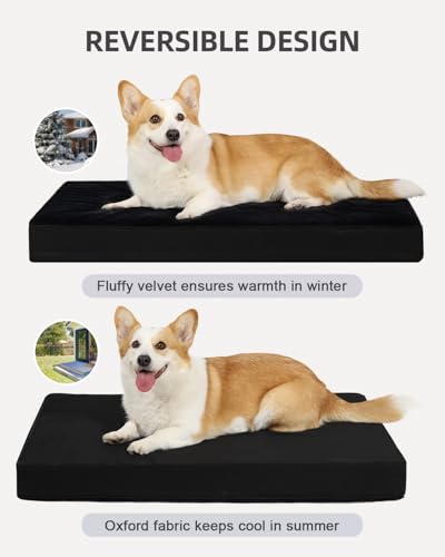 Orthopedic Dog Crate Bed with Egg Crate Foam & Washable Cover