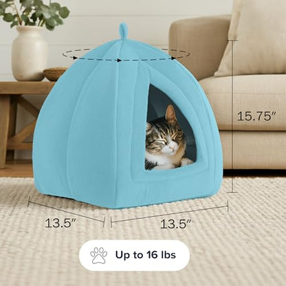 Indoor Cat House Bed with Removable Cushion & Cozy Hideaway Design