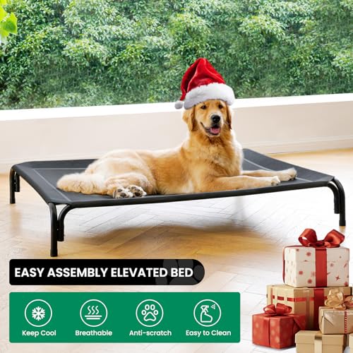 Elevated Dog Cot Bed with Breathable Mesh & Tool-Free Frame