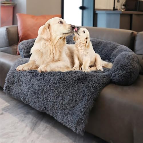 Calming Plush Dog & Cat Bed Mat with Waterproof Washable Cover