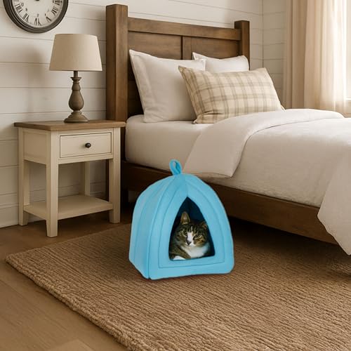 Indoor Cat House Bed with Removable Cushion & Cozy Hideaway Design