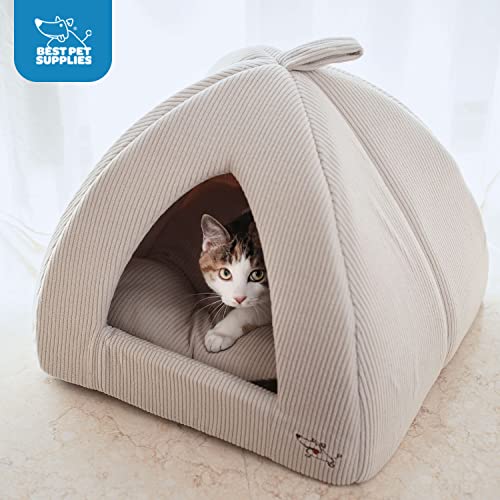 Domed Cat Cave Bed with Removable Cushion for Indoor Cats