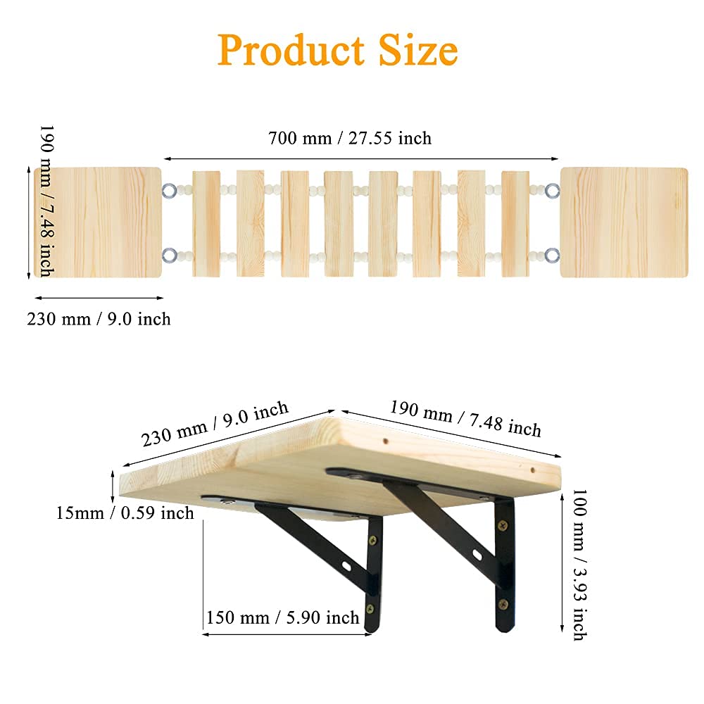 Handcrafted Wooden Cat Climber Tree with Wall Mount Perch, Bridge & Ladder