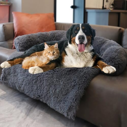 Calming Plush Dog & Cat Bed Mat with Waterproof Washable Cover