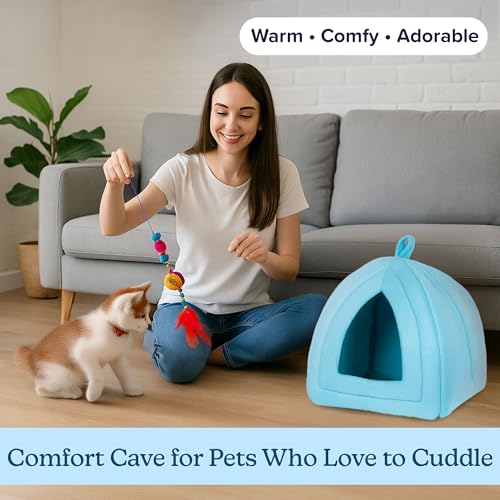 Indoor Cat House Bed with Removable Cushion & Cozy Hideaway Design