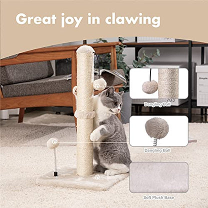 Sisal Cat Scratching Post with Hanging Ball for Indoor Cats