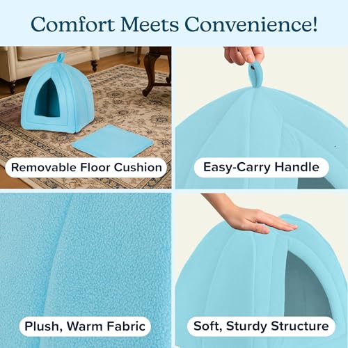 Indoor Cat House Bed with Removable Cushion & Cozy Hideaway Design