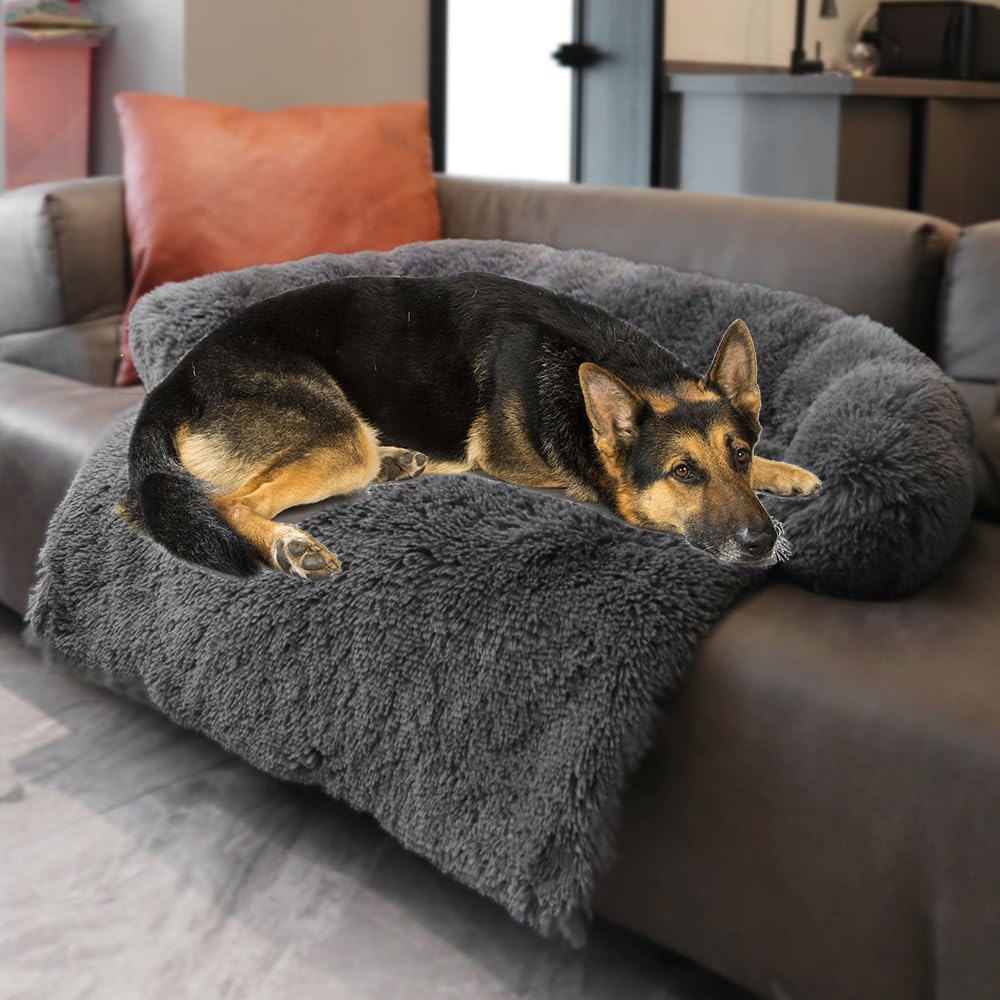 Calming Plush Dog & Cat Bed Mat with Waterproof Washable Cover
