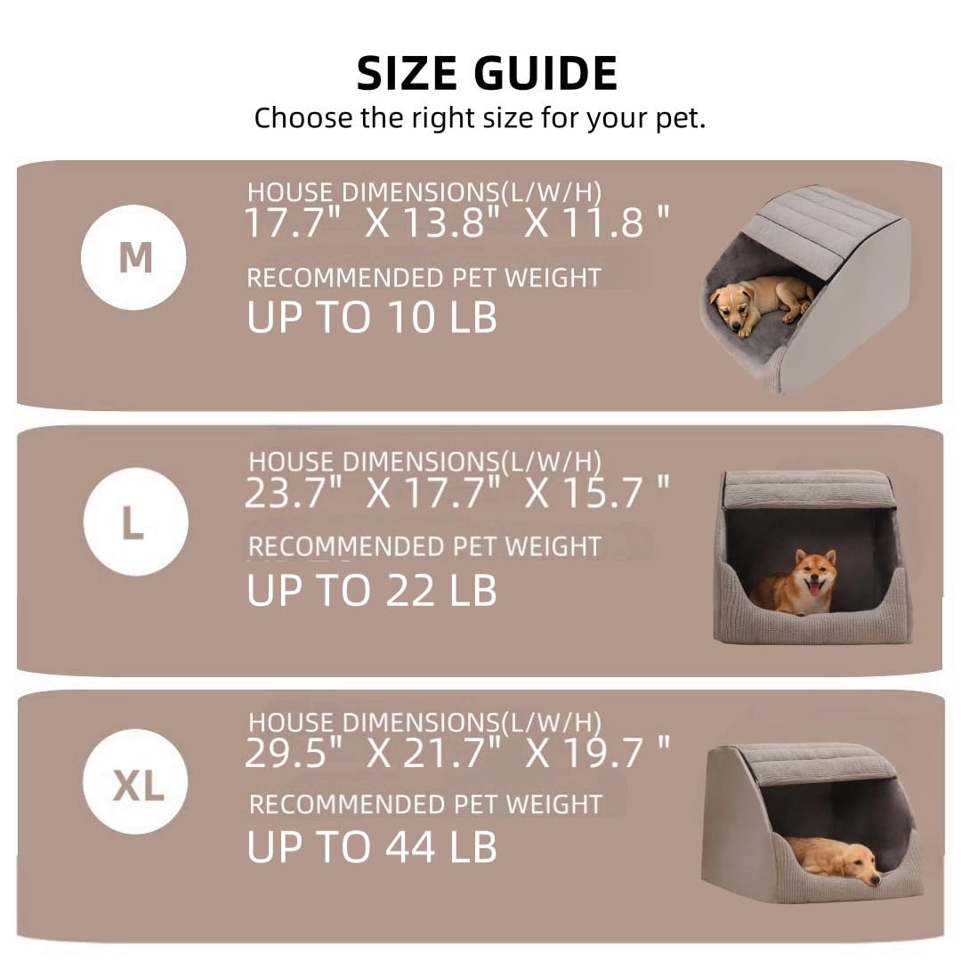 Extra Large Dog House Bed with Memory Foam & Plush Cushion