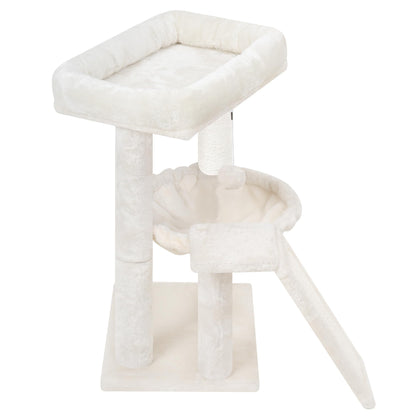 Cat Tree Tower with Hammock, Scratching Post & Toy Balls for Indoor Cats