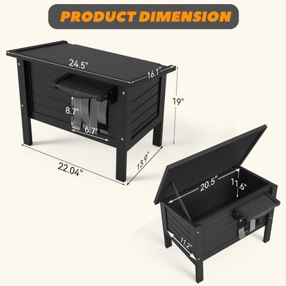 Insulated Outdoor Cat House Shelter for Multiple Cats, Solid Wood