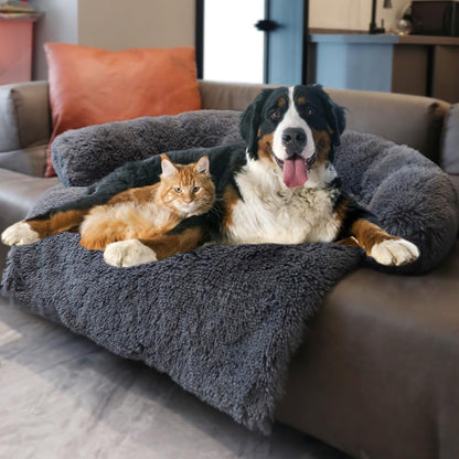 Calming Plush Dog & Cat Bed Mat with Waterproof Washable Cover