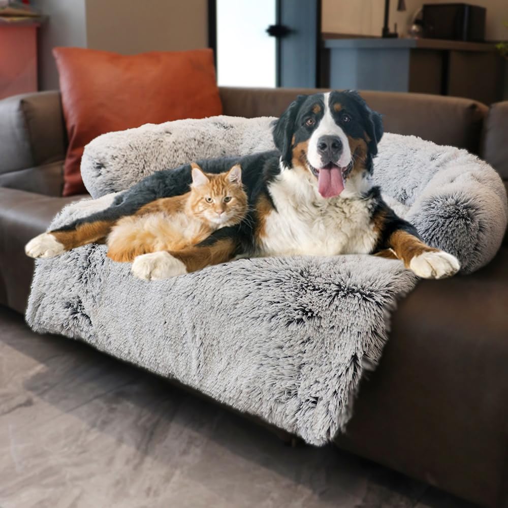 Calming Plush Dog & Cat Bed Mat with Waterproof Washable Cover