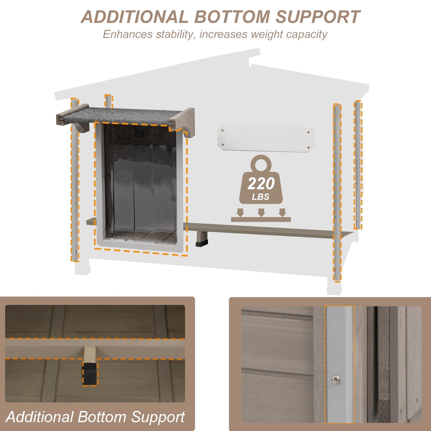 Weatherproof Wooden Dog House with Raised Feet & Removable Floor