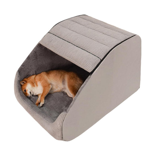 Extra Large Dog House Bed with Memory Foam & Plush Cushion