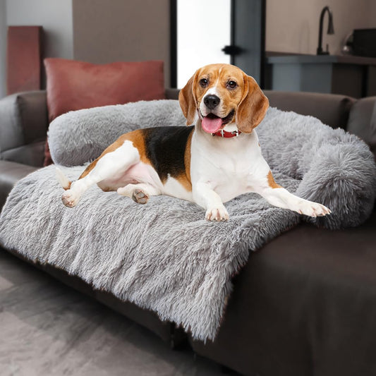 Calming Plush Dog & Cat Bed Mat with Waterproof Washable Cover