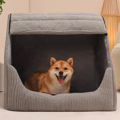 Extra Large Dog House Bed with Memory Foam & Plush Cushion