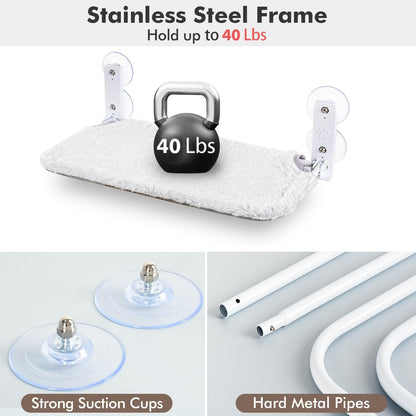 Cordless Cat Window Perch Hammock with Suction Cups & Metal Frame