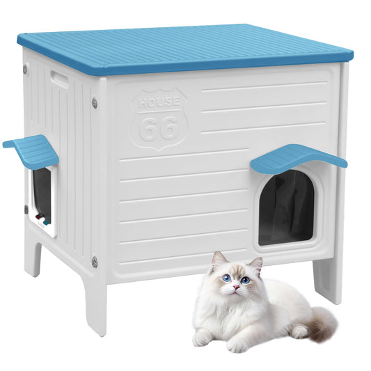 Weatherproof Outdoor Cat House with Escape Door & Waterproof Shelter