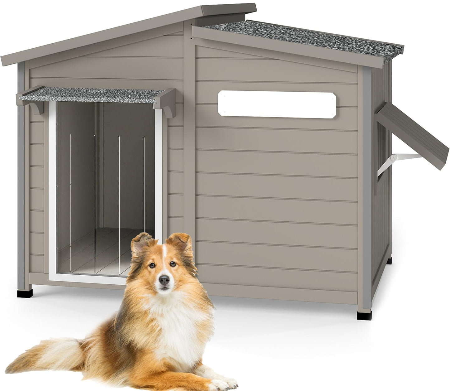 Weatherproof Wooden Dog House with Raised Feet & Removable Floor