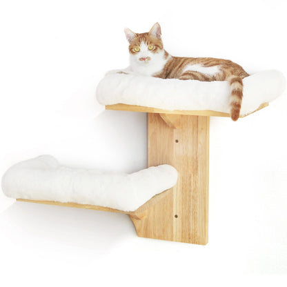 Tree Shape Cat Wall Shelves with Wooden Platforms for Climbing