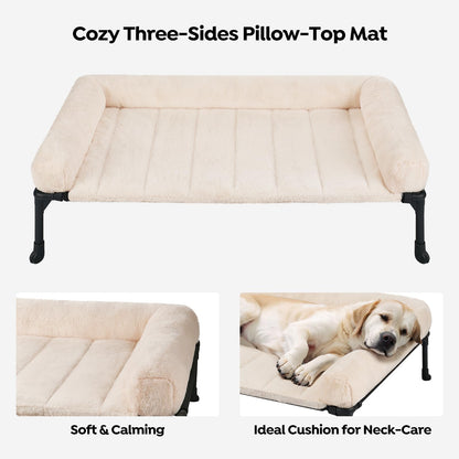 Orthopedic Elevated Dog Bed with Bolster Cushion & Washable Mat