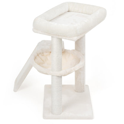 Cat Tree Tower with Hammock, Scratching Post & Toy Balls for Indoor Cats