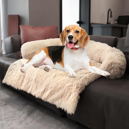 Calming Plush Dog & Cat Bed Mat with Waterproof Washable Cover