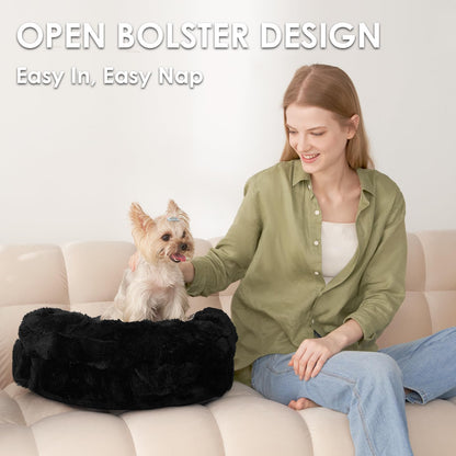 Fluffy Faux Fur Pet Sofa Bed with Waterproof Washable Cover