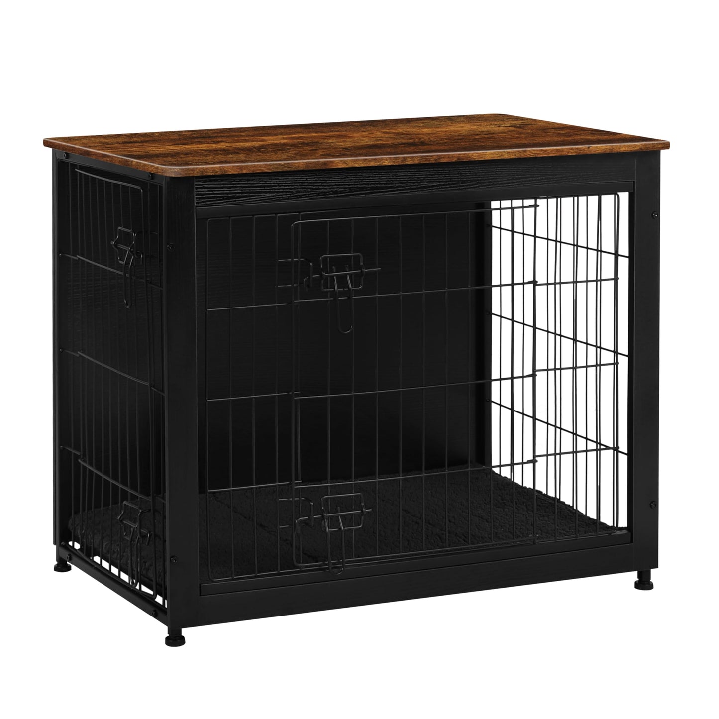 Wooden Dog Crate Furniture with Cushion & Double Doors