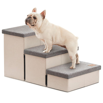 Foldable 3-Step Pet Ramp with Storage & Adjustable Height