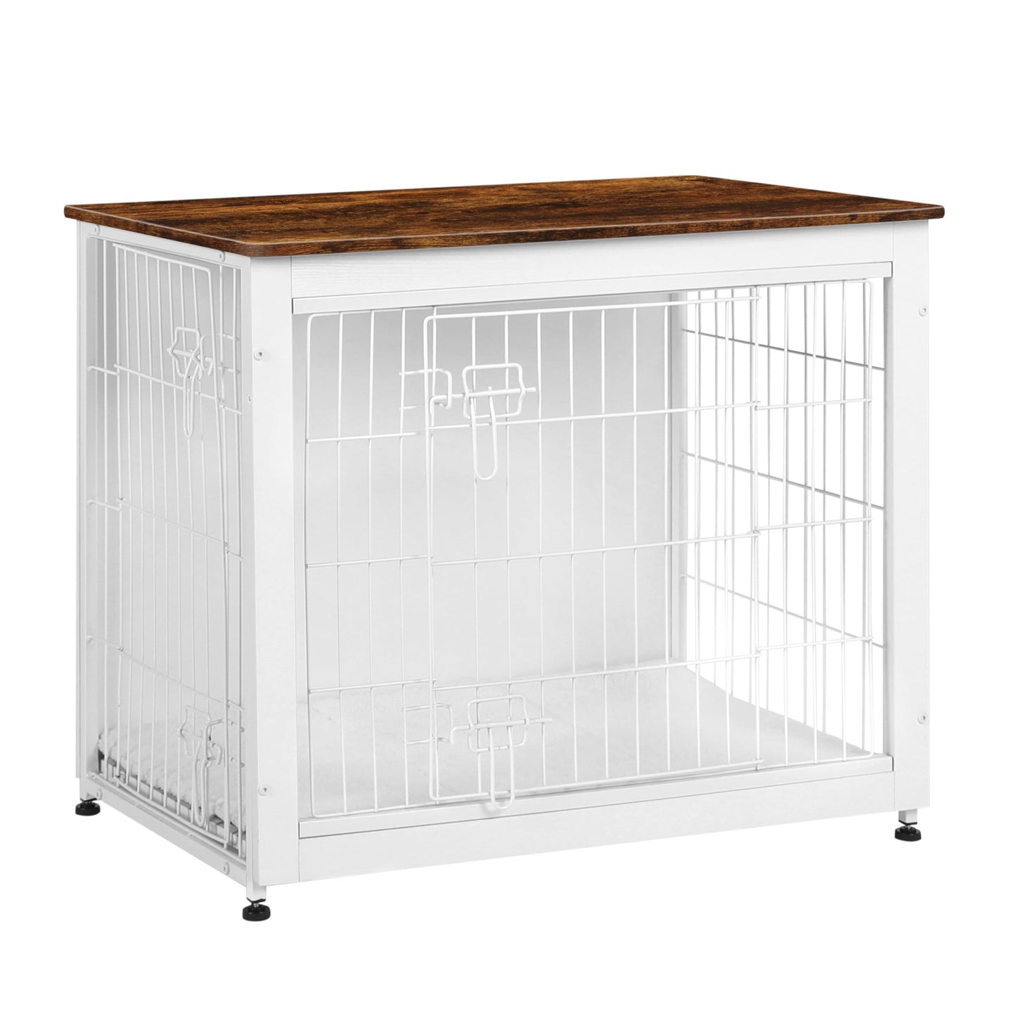 Wooden Dog Crate Furniture with Cushion & Double Doors