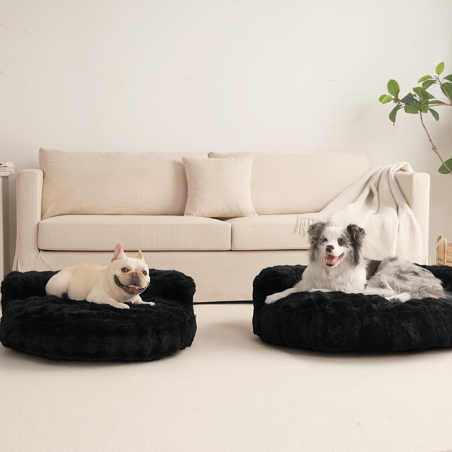 Fluffy Faux Fur Pet Sofa Bed with Waterproof Washable Cover