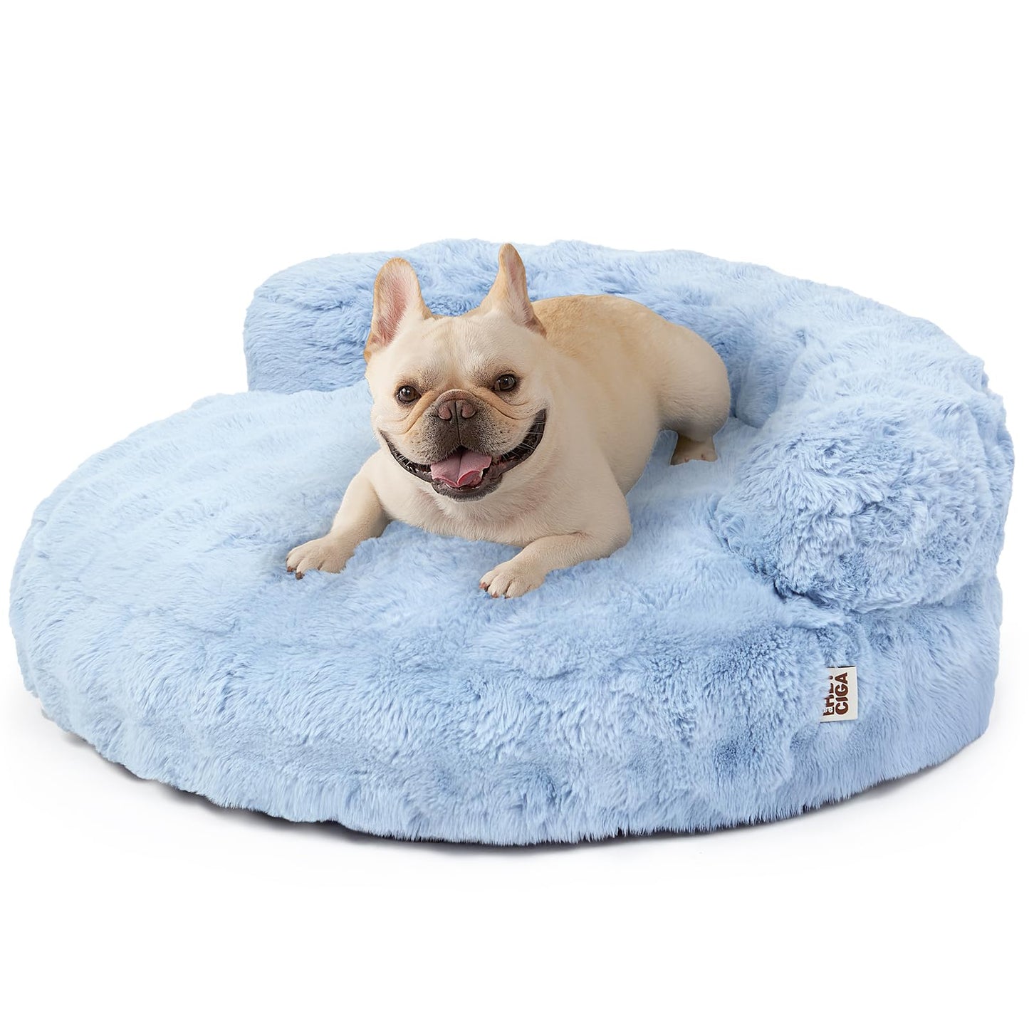 Fluffy Faux Fur Pet Sofa Bed with Waterproof Washable Cover