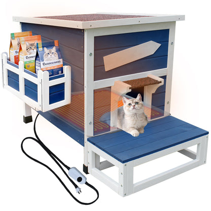 Weatherproof Outdoor Cat House with Escape Door & Wooden Shelter