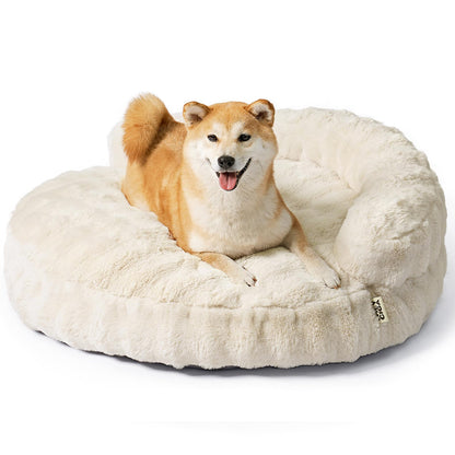 Fluffy Faux Fur Pet Sofa Bed with Waterproof Washable Cover