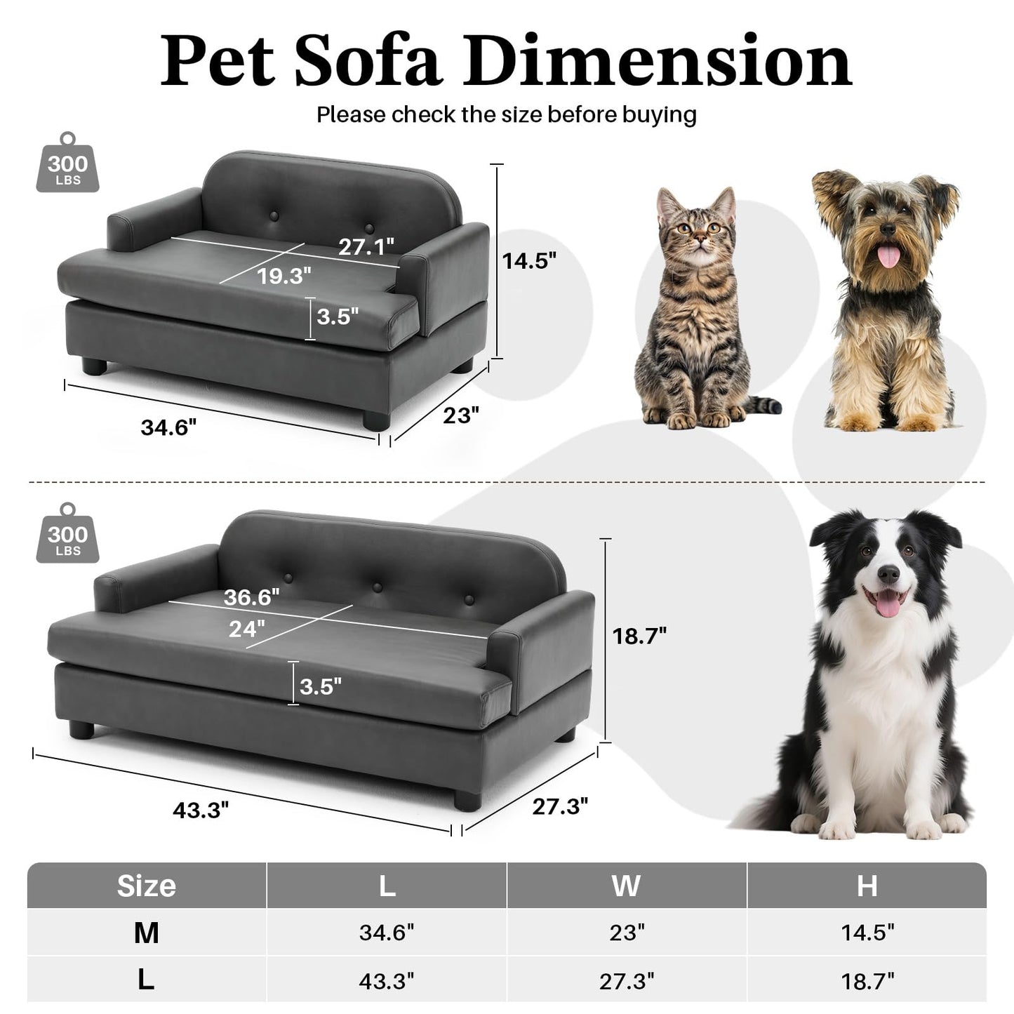 Luxury Elevated Dog Sofa Bed with Waterproof Leather & Foam Cushion